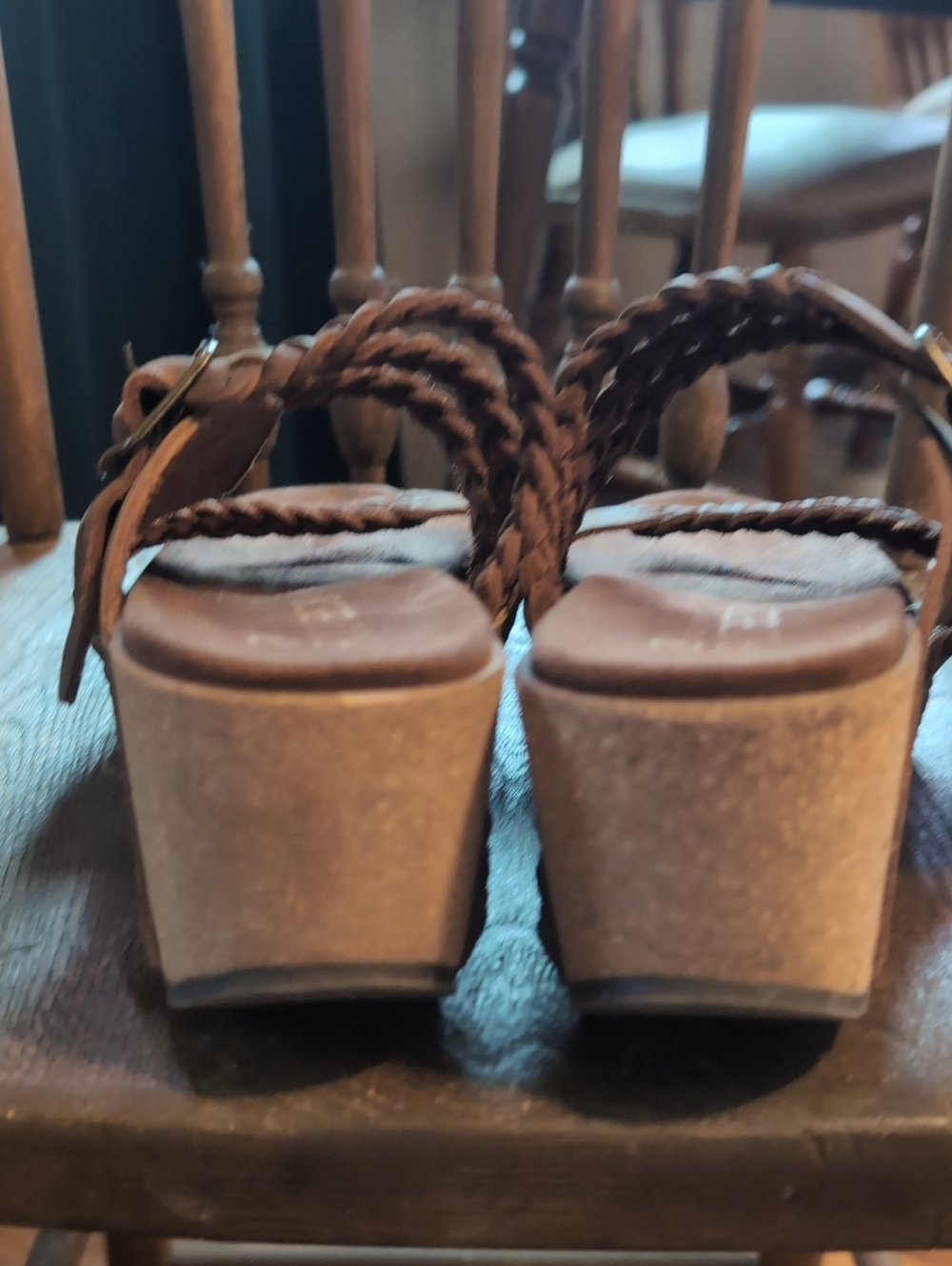 White Mountain Brown Braided Wedge Slide Sandals with Buckle - Women - Picture 4 of 8